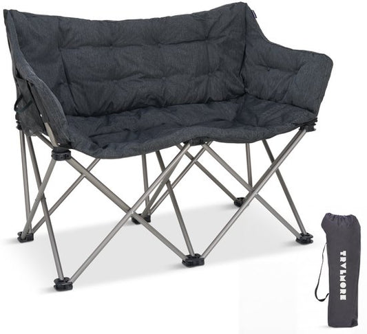 TRVLMORE Campingstoel - Opvouwbaar - 2-Persoons - 240KG Draagvermogen - Incl. Draagtas - Vlinderstoel - Kampeerstoel - Vouwstoel - Grijs