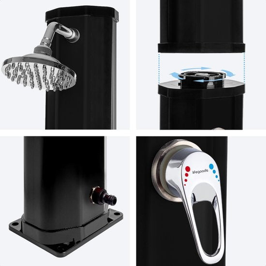 LifeGoods Buitendouche - Solar - 360° Draaibare Douchekop - 35L - Zwart