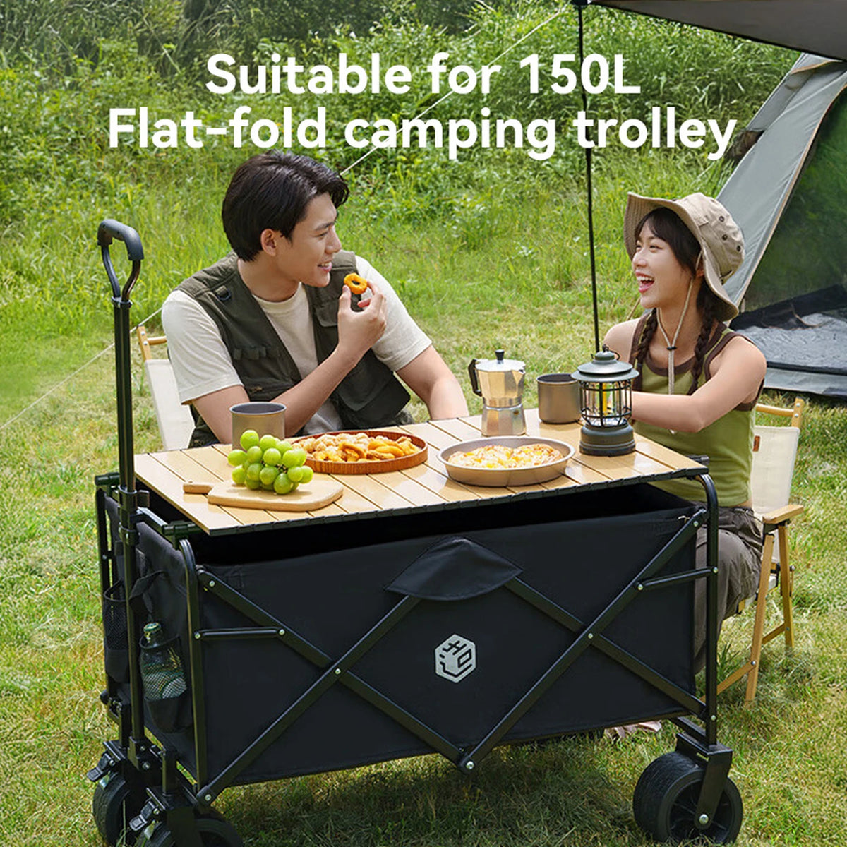 Ochama Campingkrat 150L met Tafelblad - Opvouwbare Opbergbox - Auto en Camping
