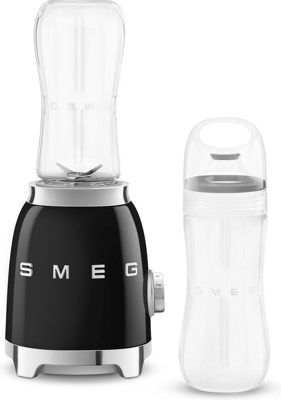 SMEG PBF01BLEU - Persoonlijke blender - Zwart - 600 ml - 300W - Jaren '50 - incl. 2 fles-om-mee-te-nemen