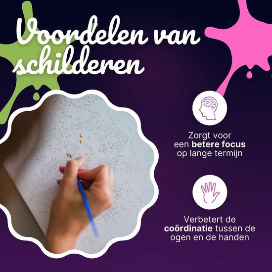 Rubye® Schilderen Op Nummer Volwassenen – Kleurrijke Kat – Inclusief Verf en Penselen – Canvas Schildersdoek – Kleuren op Nummer – 40x50cm