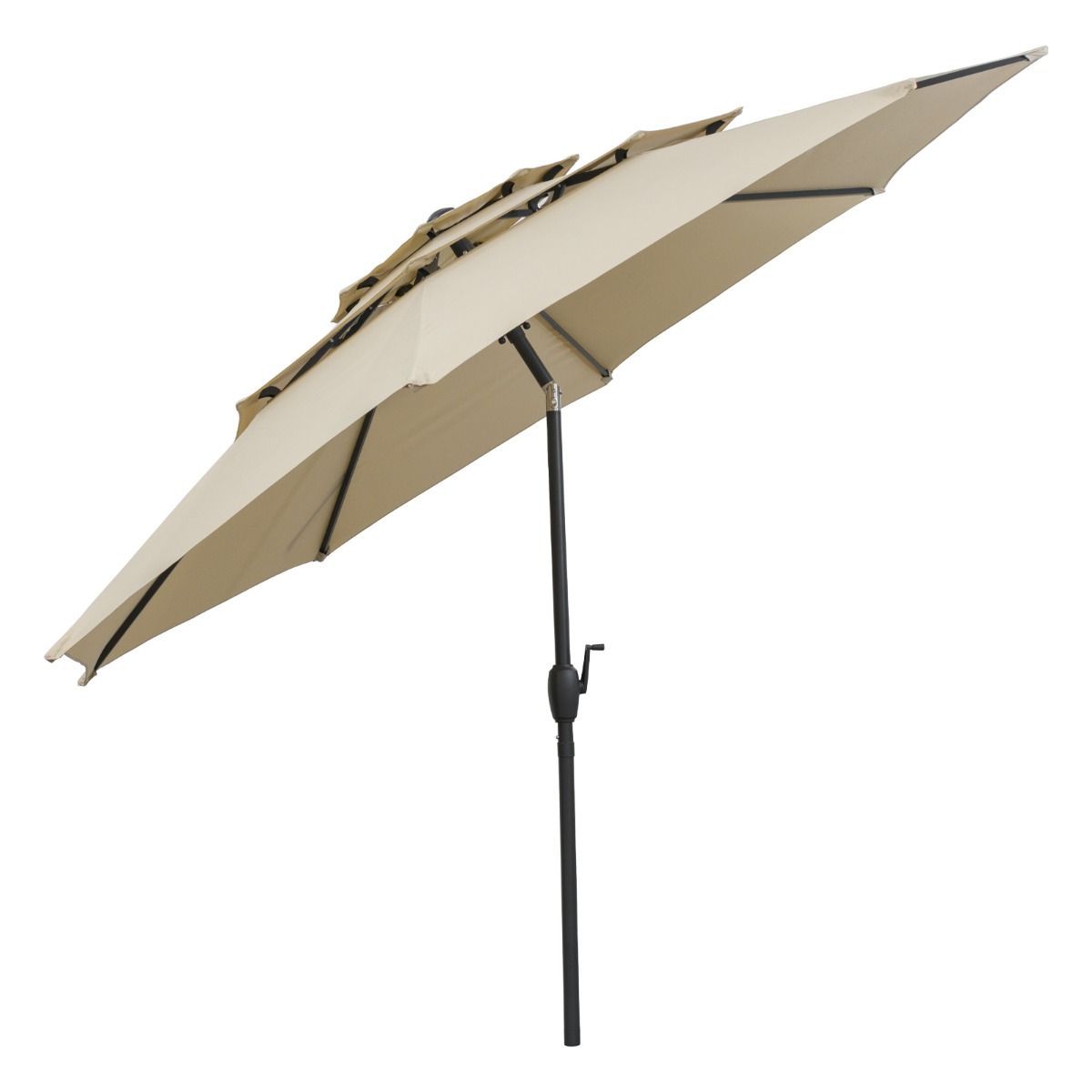 Coast Tafelparasol - 3-laags geventileerd - Kantelbaar met handslinger - 300 cm rond - Beige
