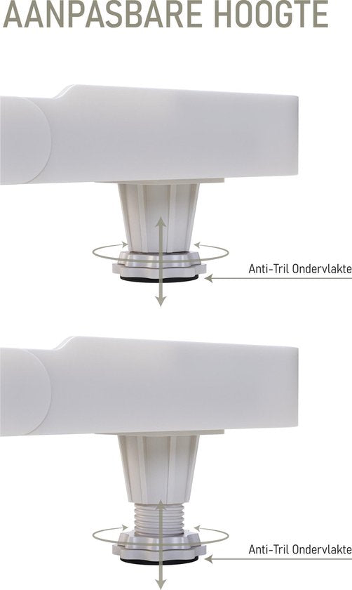 Noswo Wasmachine Verhoger - Tot 300 KG - Verstelbare Multitool - Anti Vibratie Dempers - Ook geschikt voor Vaatwasser, Koelkast, Vriezer en Droger - 45/63 x 11/13 cm