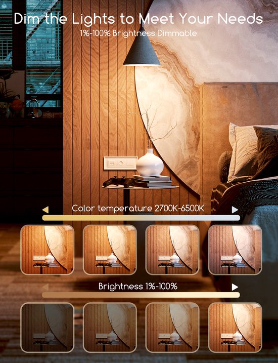 Aigostar 10YIE - ST64 - Slimme verlichting - Lichtbron E27 - Ø 6,4 cm - Appbesturing - Dimbaar - Smart Bulb - 6W