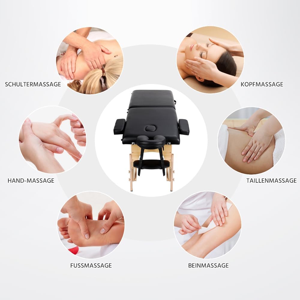 Yaheetech Opvouwbare Massagetafel 213 x 82 cm - Verstelbare Hoogte 64-85,5 cm - Draagvermogen 250 kg
