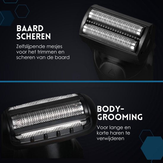 5-in-1 Baardtrimmer Mannen - 5 Verwisselbare Opzetstukken - Trimmer Baard en Lichaam - Bodygroomer - Neus en Oortrimmer