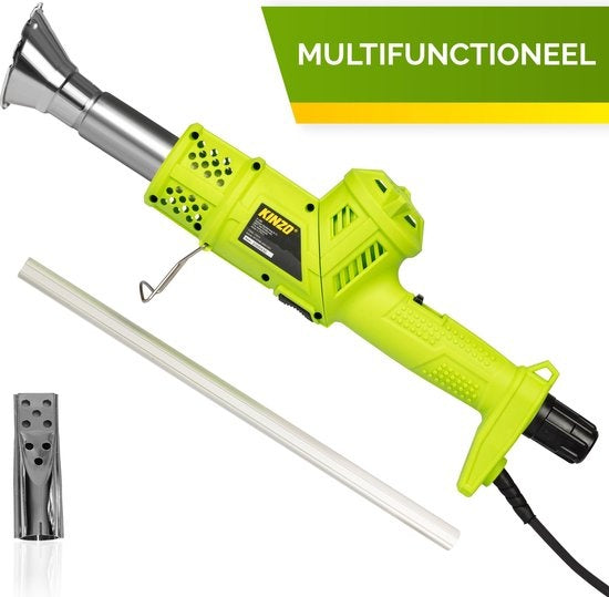 Kinzo Elektrische Onkruidbrander - Onkruidverwijderaar 2000W - tot 650°C - Multifunctioneel - Milieuvriendelijk - Incl. Opzetstukken - Groen/Grijs