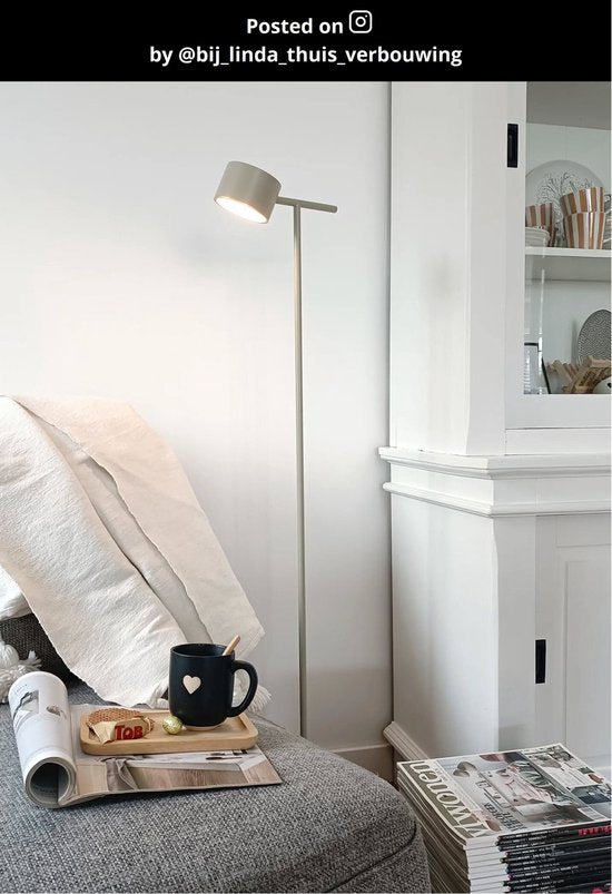 Lucide GIAN - Vloerlamp - LED Dimbaar - 1x9W 2700K - Taupe