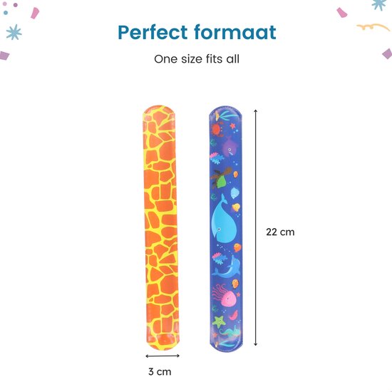 Partizzle 48x Klap Armbandjes Pakket - Slap on Bracelet / Klik Armbanden - Klaparmband Uitdeelcadeautjes - Grabbelton Armband Traktatie Cadeautjes - Voor Kinderen