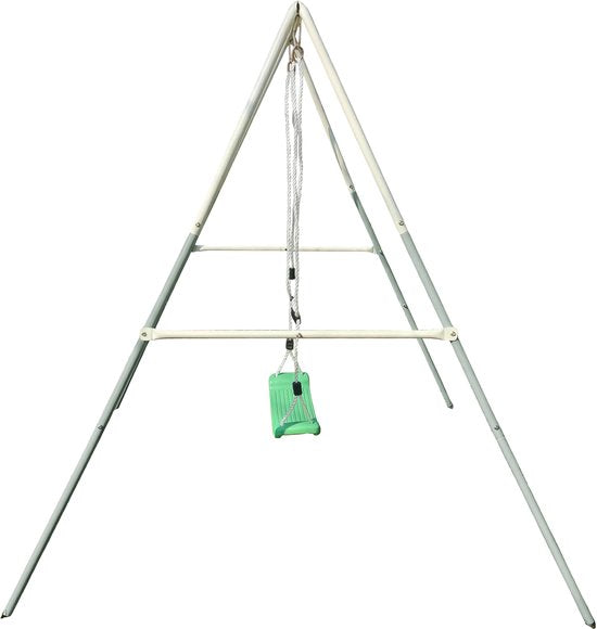 AXI Enkele Metalen 2-in-1 Schommel in Groen/crème – Meegroeischommel - Vrijstaande schommelset met kunststof schommelzitje en babyzitje - Schommelset voor kinderen