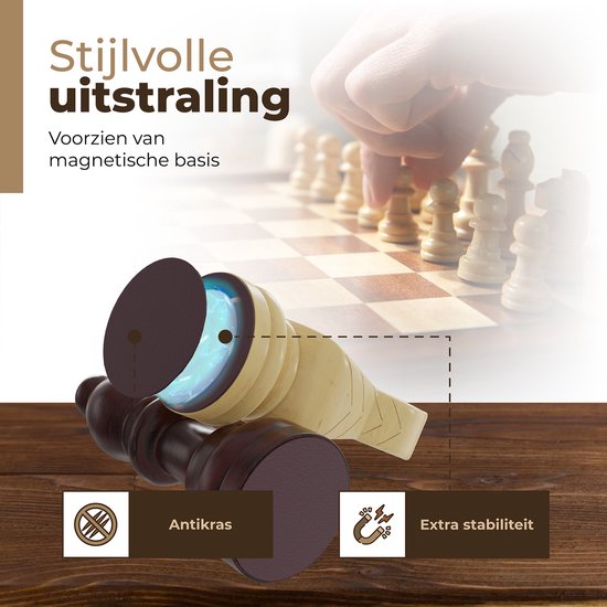 Windsor Luxe Schaakbord - met Schaakstukken - 35 cm - Annotaties - Schaakset - Magnetisch Schaakspel - Chess Set - Hout