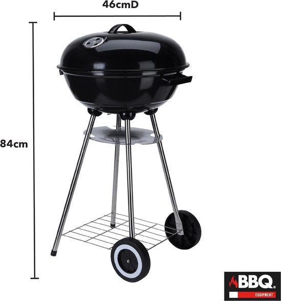 Kogelgrill Houtskoolbarbecue op Wielen 46 cm Zwart