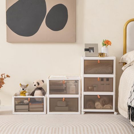 Opvouwbare Opbergboxen met Wielen - 40 x 37,5 x 123 cm - Magnetische Deuren