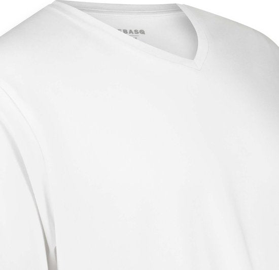 LebasQ - Davis' T-shirt voor heren - 3 pack - met V-hals - Extra lang - Geschikt als Ondershirt - Wit - L - Katoen
