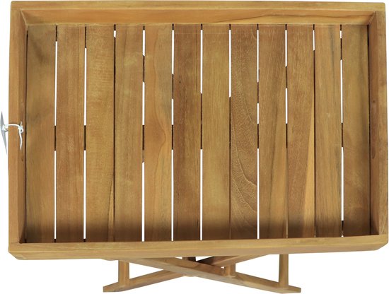 AXI Inda Teak Bijzettafel Opklapbaar – Met Afneembaar Dienblad – 39 x 29 x 50 cm – Teakhout – Lichtgewicht – Inklapbaar – Voor Tuin, Terras en Balkon