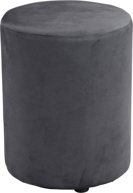 Arti Casa Poef Rond Velvet - Ronde Velvet Poef 28x36 cm - Compacte Fauteuil of Kruk - Poef Voor Woonkamer en Slaapkamer - Grijs