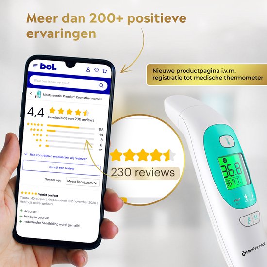 Oorthermometer – Koortsthermometer Baby & Volwassenen – Snelle Meting (1 sec) – Nauwkeurig & Hygiënisch