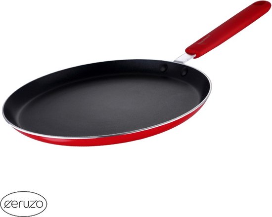 Ceruzo Pannenkoekenpan PFAS-vrij - 24 cm - Jazzy Red - Keramische Anti-aanbaklaag - Inductie -Flensjes