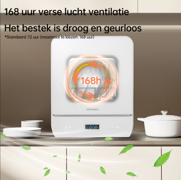 GORGENOX Tafelmodel Vaatwasser 3 Couverts - 4-in-1 met UV-Sterilisatie
