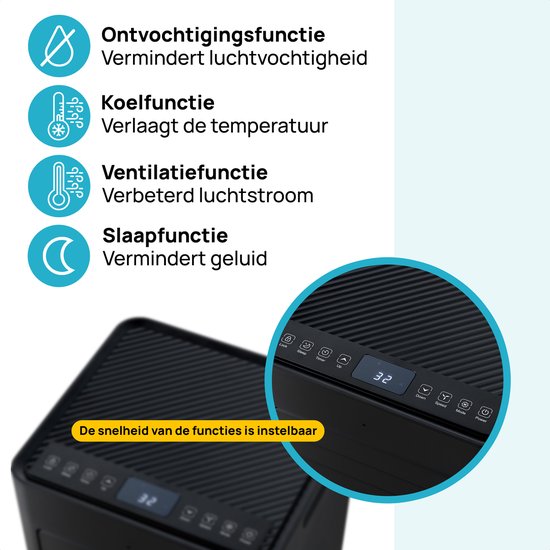 MOA Mobiele Airco - 7.000 BTU - Met Afstandbediening - Tot 22m² - Voor o.a. Woonkamer en Slaapkamer - Airconditioner met Ontvochtigingsfunctie - Raamafdichtingskit - Zwart