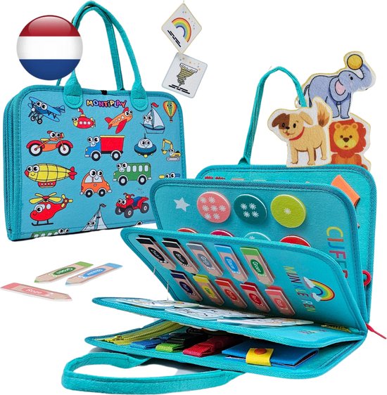MontiPlay® Montessori Speelgoed - Sensorisch Speelgoed - Activiteitenbord - Busy Board - Montessori voor thuis - Educatief - Sensomotorisch Speelgoed - Groen