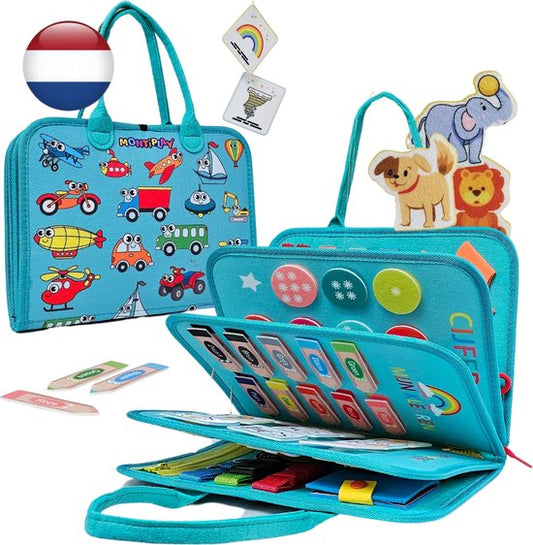 MontiPlay® Montessori Speelgoed - Sensorisch Speelgoed - Activiteitenbord - Busy Board - Montessori voor thuis - Educatief - Sensomotorisch Speelgoed - Groen