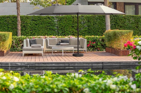 Feel Furniture - Toscano - Grote Parasol - Twin - 4.5 Meter - Donkergrijs