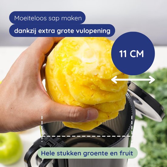 Safecourt Kitchen Sapcentrifuge - Slowjuicer voor Groenten & Fruit - XXL Vulopening - Krachtige motor - Zwart