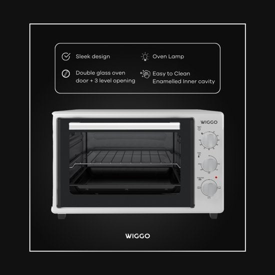 Wiggo WMO-E353(W) - Vrijstaande Mini Oven - Electrisch - 50 CM - 35 liter - 1800 W - Wit