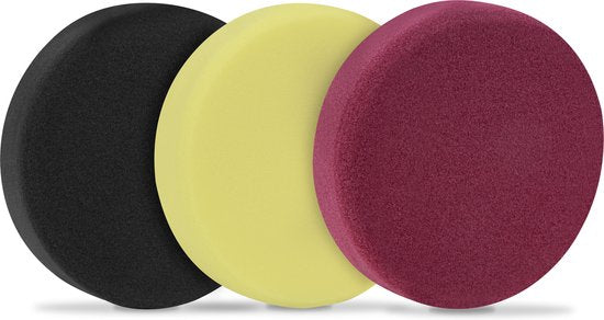 VONROC Polijstschijven/Polijst pads schuim voor polijstmachines – Starterset - 150mm, 3 stuks
