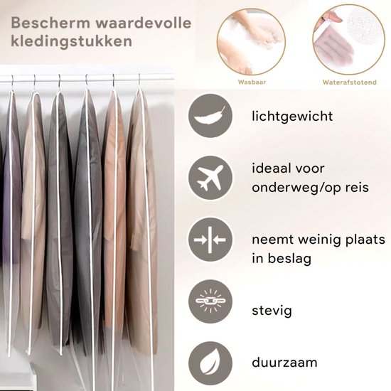 Ceruzo Kledinghoezen 5 Stuks – 60x140 cm – Beschermhoes – Transparant-Wit