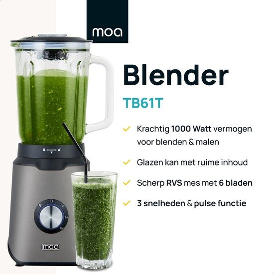 MOA Special Edition Titanium Blender - Krachtige Blender - 1,5 liter - 1000 Watt - TB61T