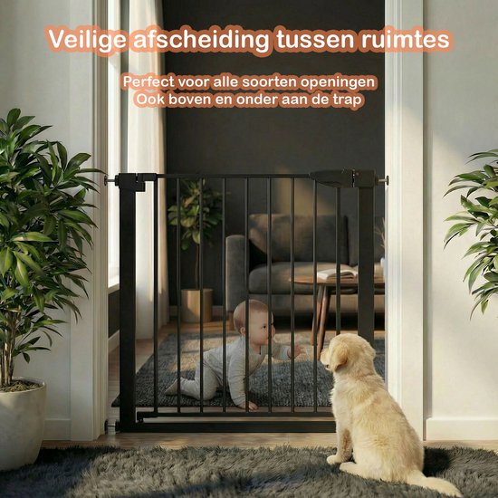 Traphekje Zonder Boren – 76 t/m 82 cm – Veiligheidshekje – Klembevestiging - Kinderhekje - Hondenhek - Zwart