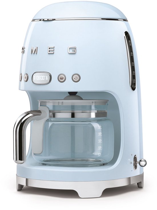 SMEG DCF02PBEU Filterkoffiemachine - Koffiezetapparaat - 10 Koppen - Warmhoudfunctie 40 min - Aroma Instelling - Programmeerbare Startfunctie - 50’s Style - Pastelblauw