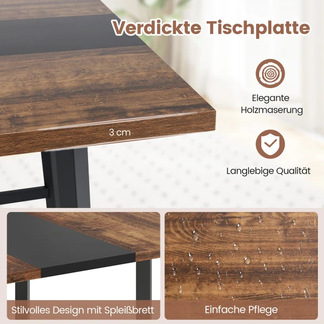 Coast Vergadertafel Rustiek Bruin/Zwart – Vierkante Conferentietafel met Metalen Frame – 100 x 100 x 75 cm