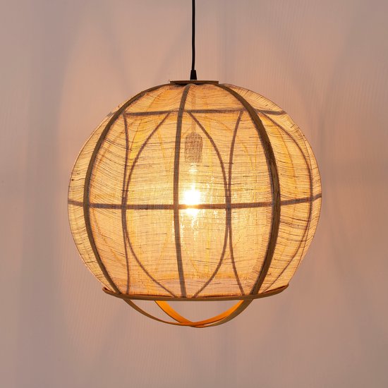 Mica Decorations Pella Hanglamp - H44 x Ø45 cm - Linnen - Beige