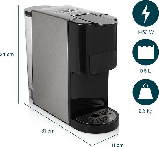 Princess 249450 Multi Capsule Filter-koffiezetapparaat - Staal 4-in-1 - Geschikt voor meerdere koffiesoorten