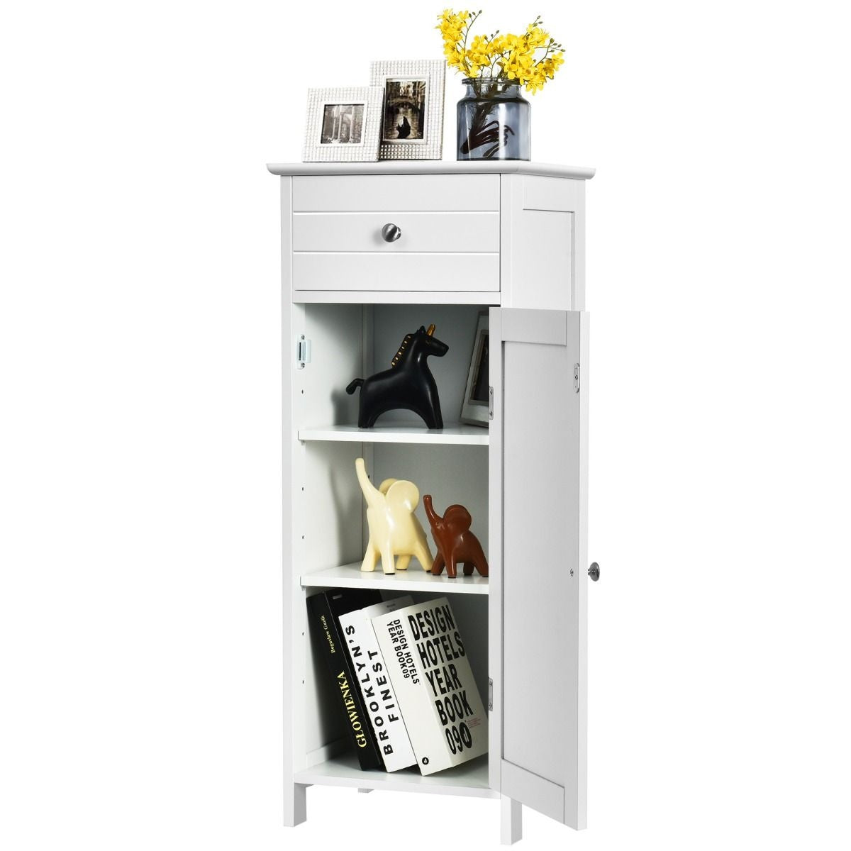 Coast Badkamerkast - 3 Planken en 1 Lade - MDF - 35 x 30 x 87 cm - Wit