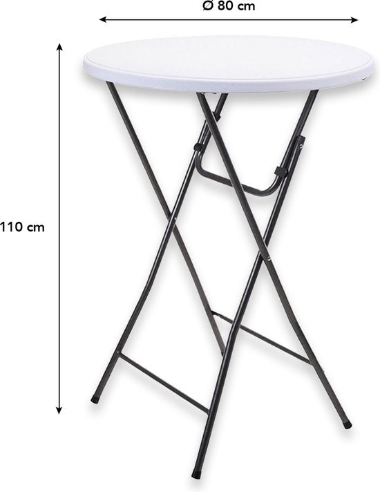 Brixy 2 Stevige Statafels - Partytafel - Robuust en Weersbestendig - Inklapbaar - 80cm x 110cm - Feest - Wit/Grijs
