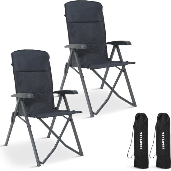 TRVLMORE Campingstoelen Luxe - Opvouwbaar - 2-Pack - 150KG Draagvermogen - Incl. Draagtas - Klapstoel - Kampeerstoel - Vouwstoel - Grijs