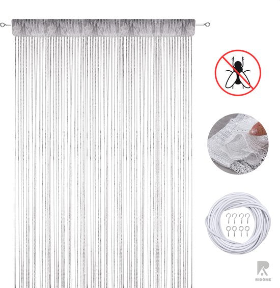 Ridôme Vliegengordijn - Deurgordijn - Stijlvol - Incl. Gordijndraad - Vliegengordijn Plastic - 100 x 200 cm - Wit