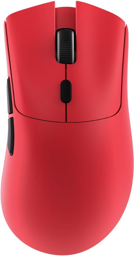 ATTACK SHARK R1 Superlight Gamingmuis 59g – Rood – 12,2 × 6,4 × 3,8 cm – Draadloos & Bedraad – Tot 18.000 DPI – 65 Uur Batterijduur