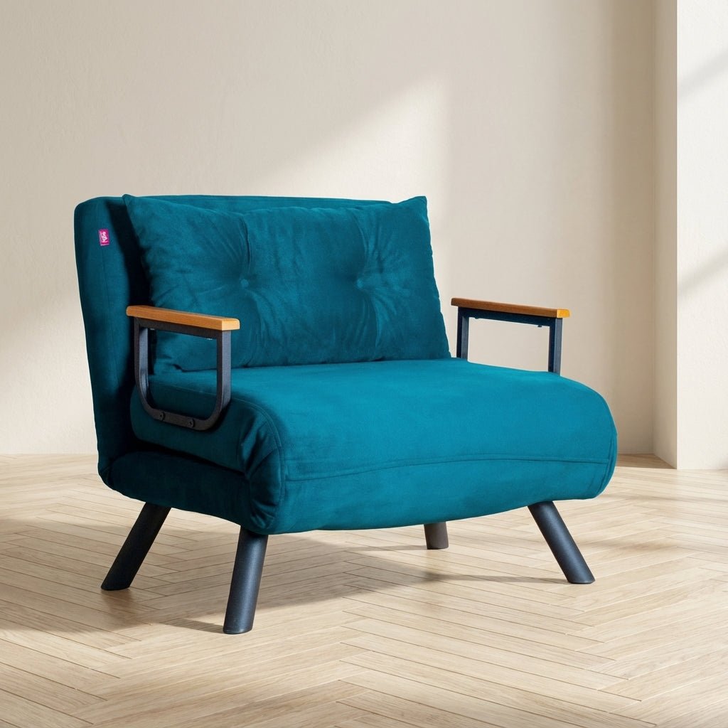 Atelier Del Sofa Slaapbank Sando - Petrol Groen - 1-zits - Verstelbaar