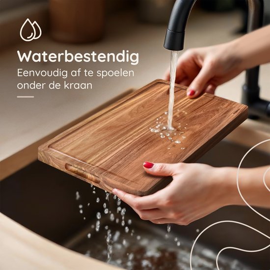 Deleca 3x Snijplankenset Culina - Dikte 3 cm - Snijplanken (33x25 / 38x28 / 43x30 cm) - Met Houder - Voor Keuken, Serveerplank, Kaasplank, Borrelplank, Snijplank en Tapasplank - Acacia Hout