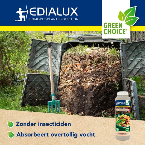 Edialux Bio-Containerfris strooipoeder tegen geur en maden, voor GFT-bak, GFT-container en compostbak, absorbeert vocht, helpt tegen schimmel en rotting, lavendelgeur, 600 ml