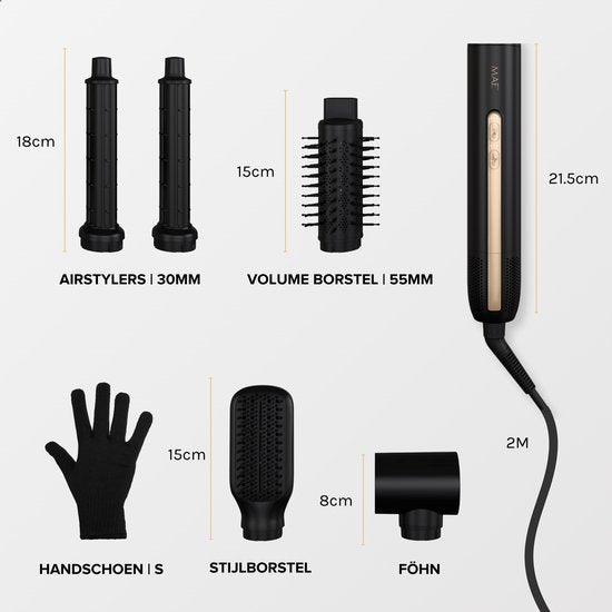 MAE® Airstyler II - Föhnborstel & Krulborstel - Krultang 5 in 1 Multistyler - Hairwrap - Haarstyler