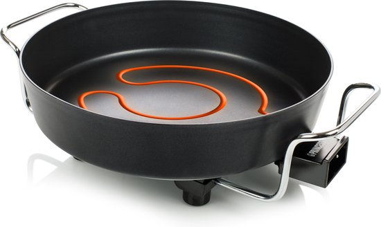 Princess 162367 XL Snackpan - Elektrische Hapjespan – Met deksel - Regelbare thermostaat - 1800W - Krachtig dubbel verwarmingselement - Groot - 5.4 Liter - 1.5 meter snoer