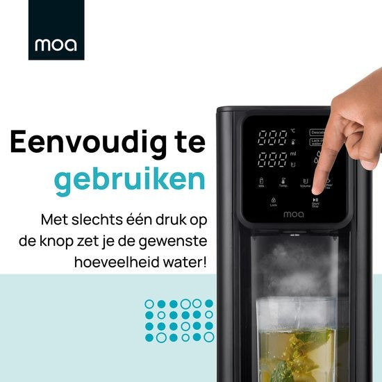 MOA Heetwaterdispenser – Instelbare Temperatuur – Kunststof - BPA-vrij - 2600 W – 3 Liter – Zwart