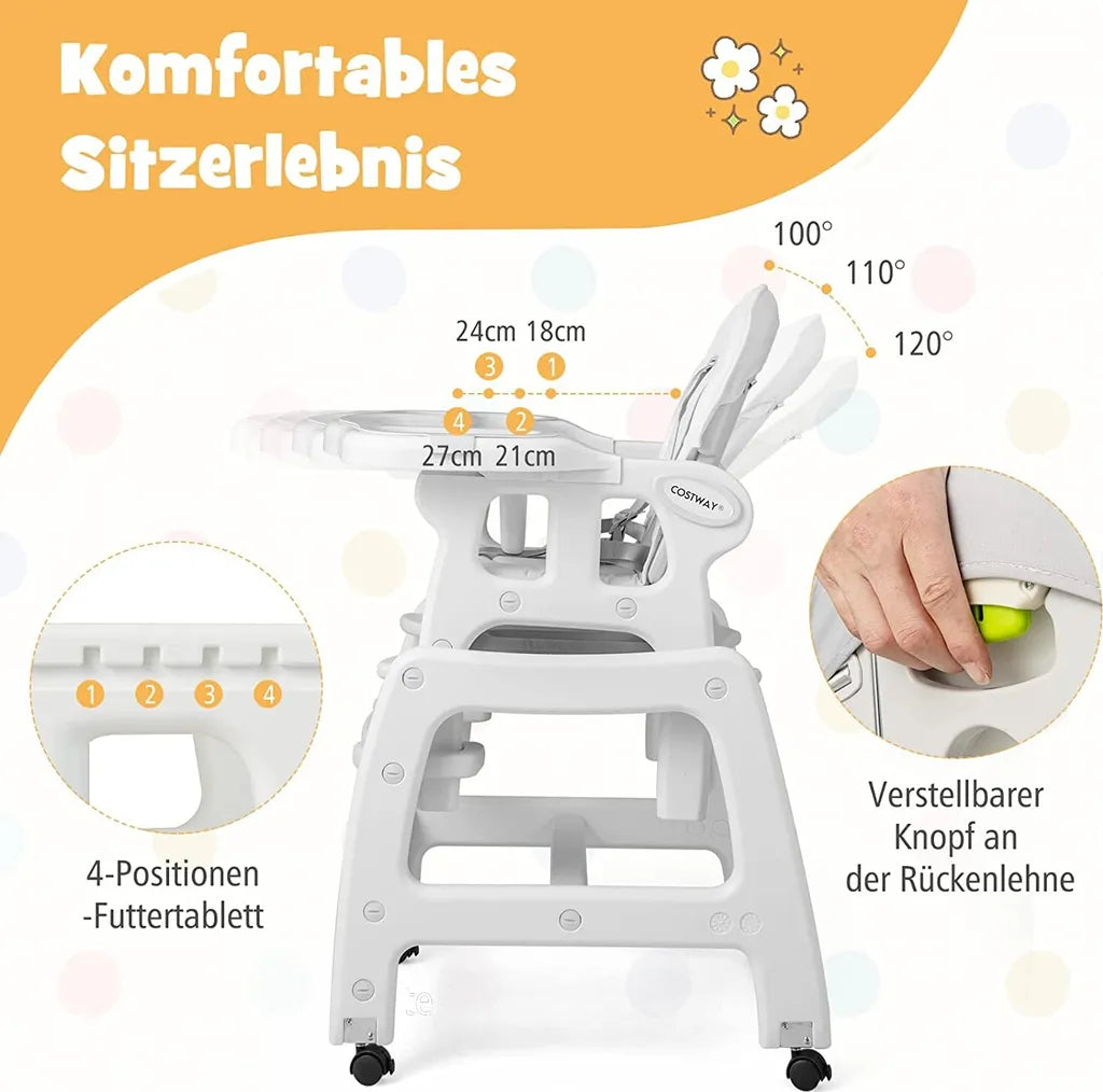 Coast 3 in 1 babystoel Hoge stoel & eetstoel & kinderzitje Groep 62 x 51 x 104 cm grijs