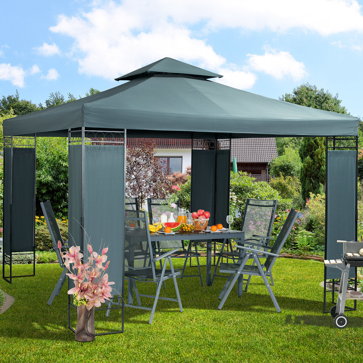 Casaria Paviljoen Lorca 3x3m - UV-bescherming 50+ Metaal - Antraciet
